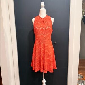 Love, Fire - Orange sleeveless lace halter mini dress - large